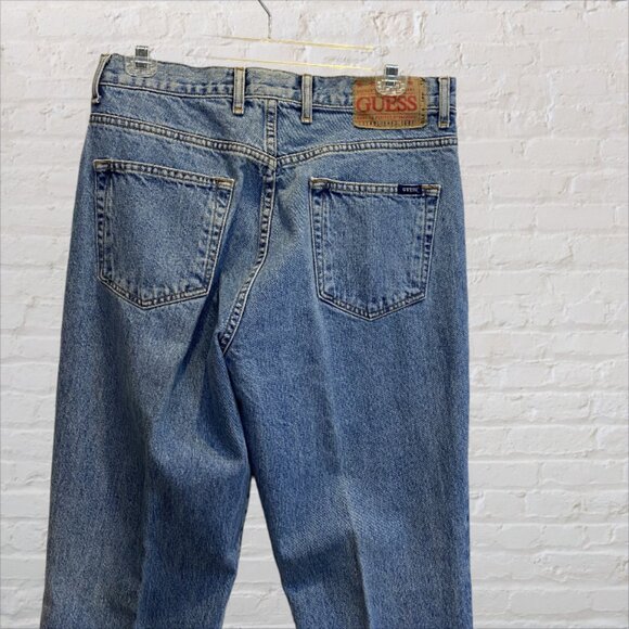 VINTAGE 90'S GUESS JEANS -- Low Waist, Boot Leg, Lt Blue, Style #1060 Never Worn - Picture 7 of 9